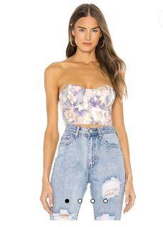 Super down / revolve floral bustier top