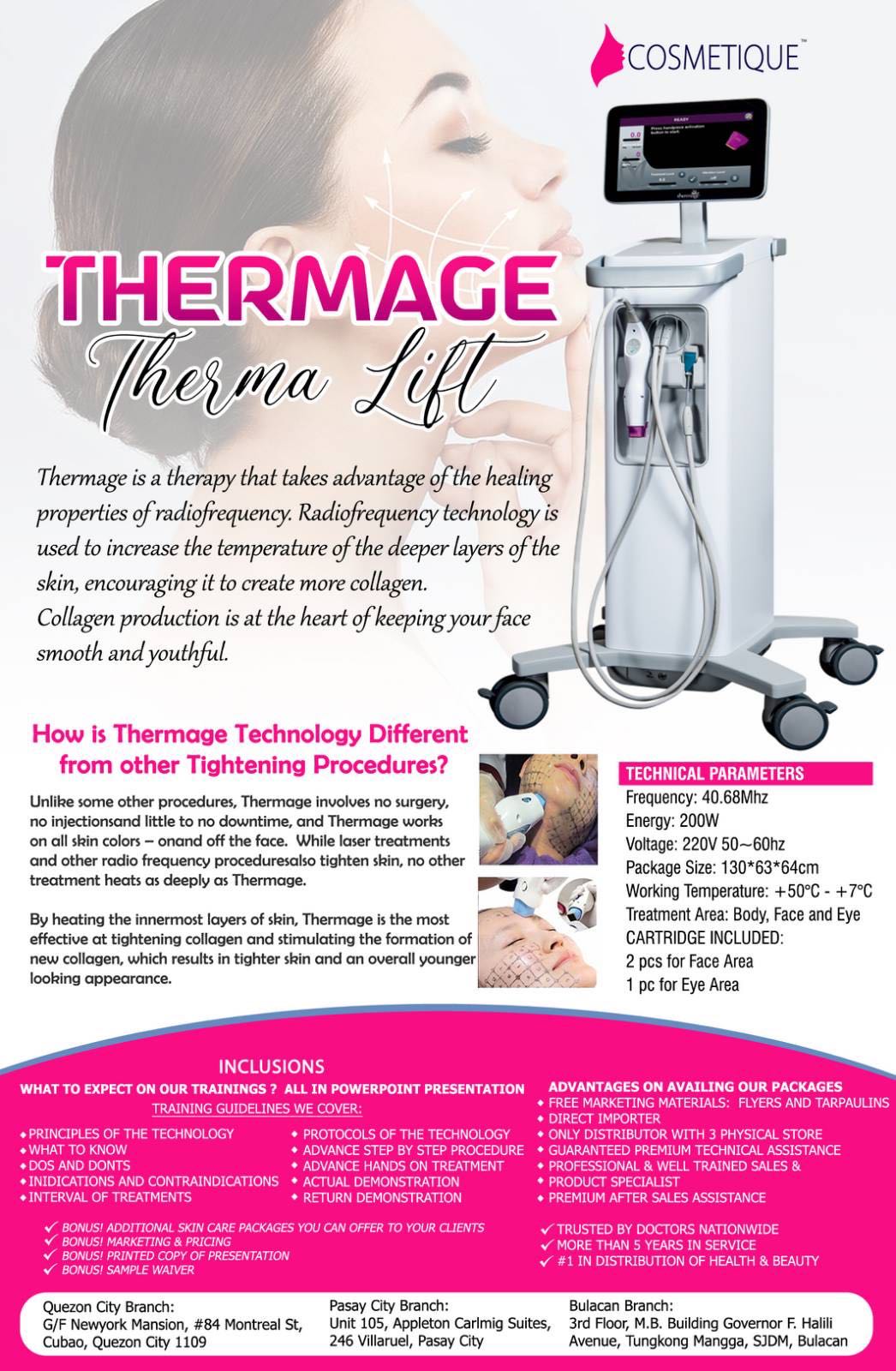 Thermalift Thermage Face And Body Contouring Collagen Stimulation Wrinkle Removal, Beauty