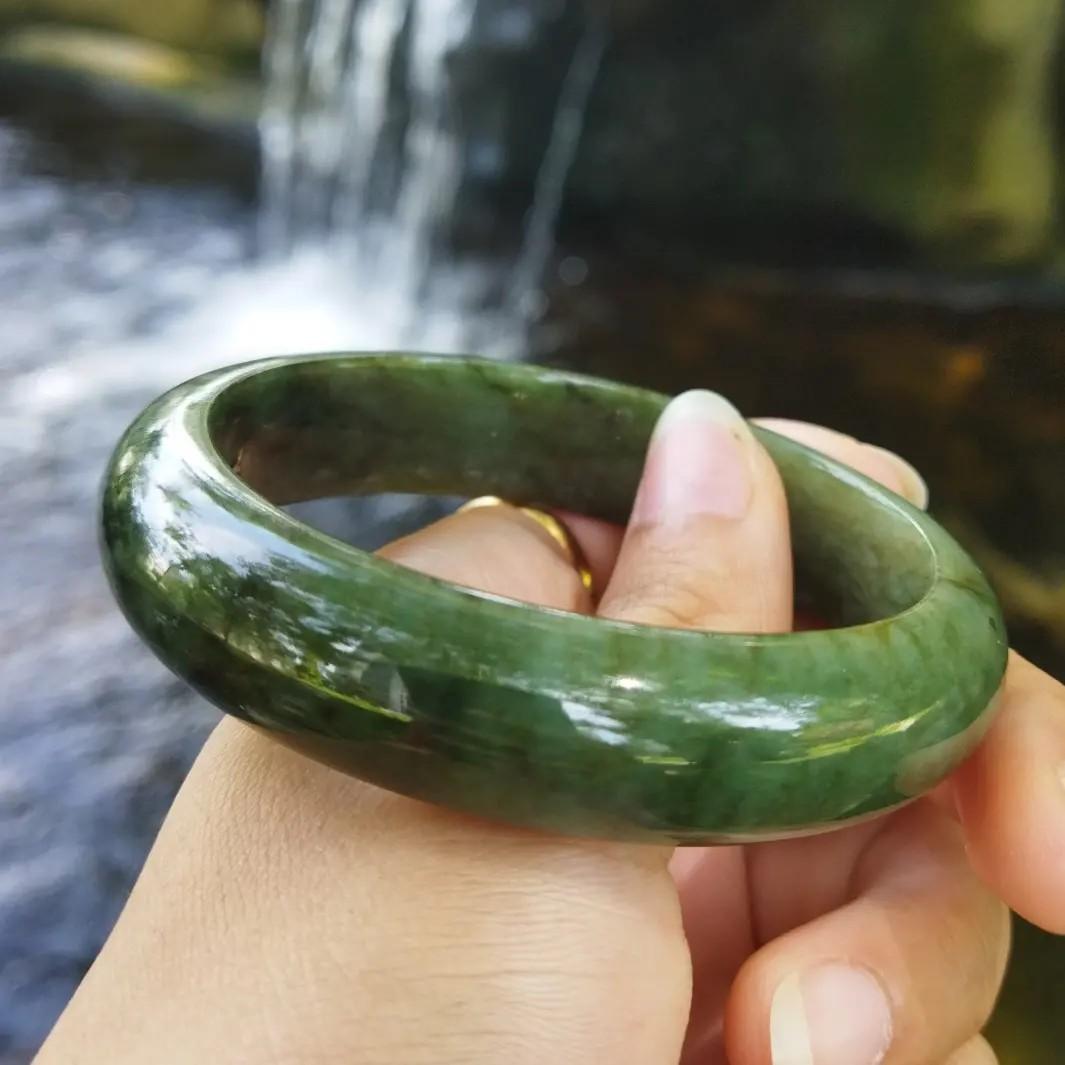 Dark green online jade bangle