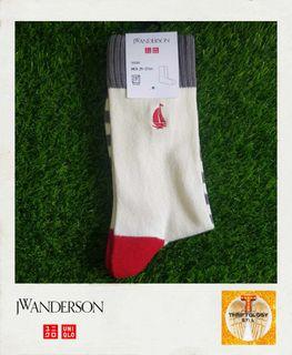 Uniqlo X JW Anderson Men's Socks [ Gray/Red ] [ 25- 27 cm ]