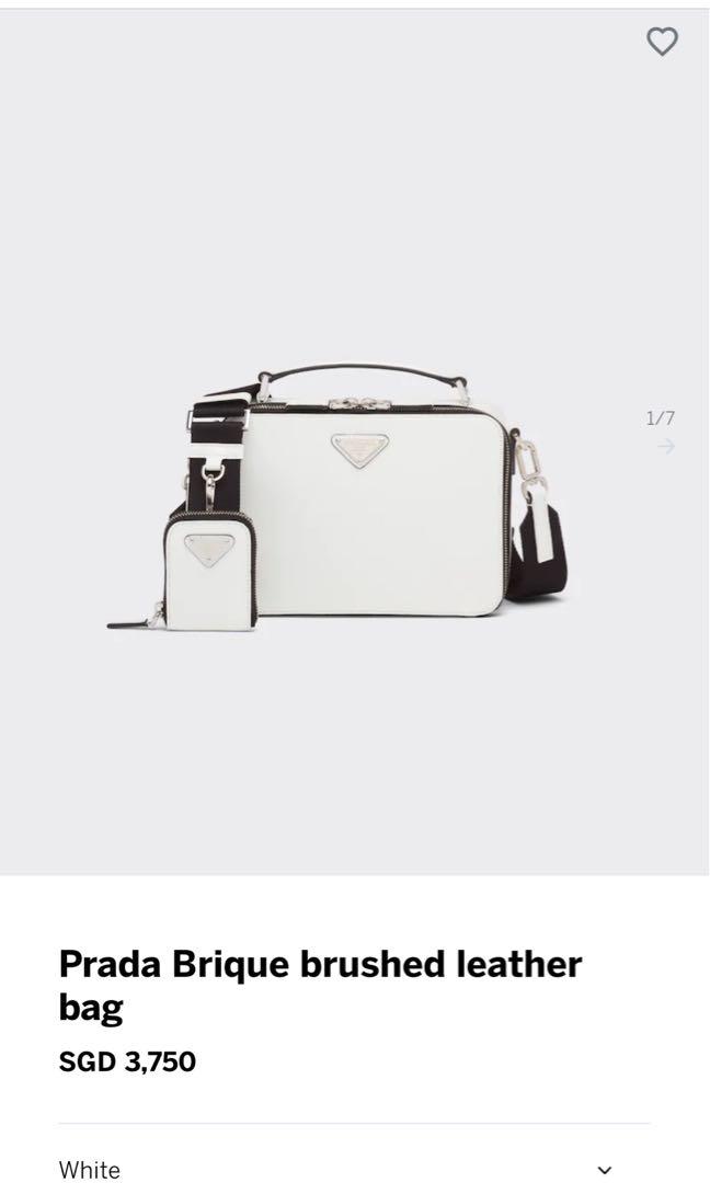 White Prada Brique Brushed Leather Bag Luxury Bags Wallets on