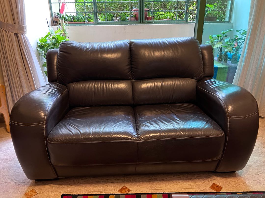 3+2 pre loved half leather sofa set, Furniture & Home Living, Furniture