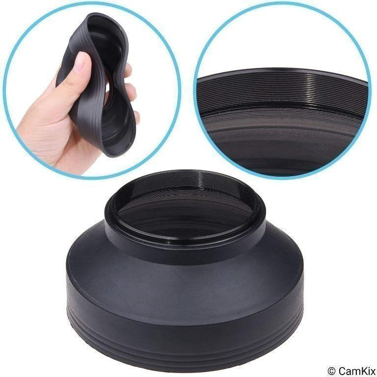 55mm Camera Lens Hood Rubber Set of 1 Collapsible in 3 Steps