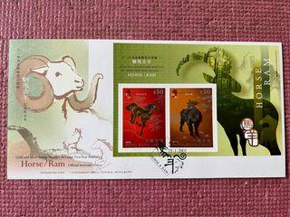 十二生肖金銀郵票小型張 駿馬吉羊2003年 stamp