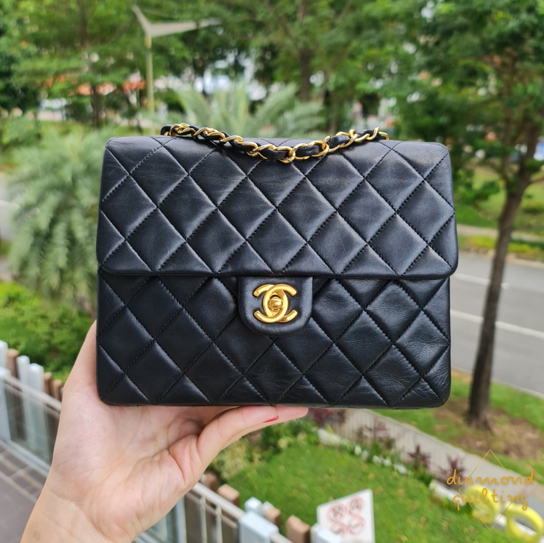 🖤 [SOLD ON IG] VINTAGE CHANEL CLASSIC MINI SQUARE 20CM FLAP BAG BLACK  LAMBSKIN 24K GHW GOLD HARDWARE / cf 17cm caviar single chain, Luxury, Bags  & Wallets on Carousell