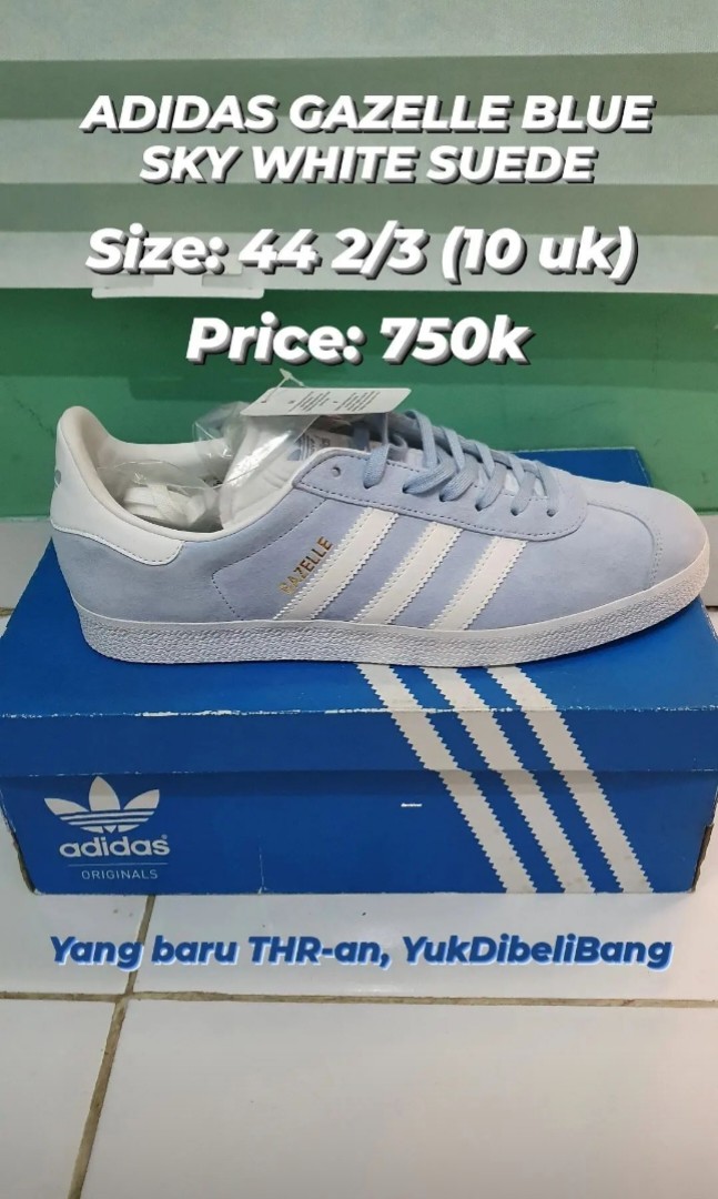Adidas gazelle blue sky white suede 