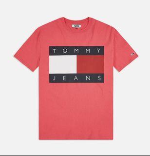 Authentic L size Tommy Hilfiger Flag logo tee (Pink)