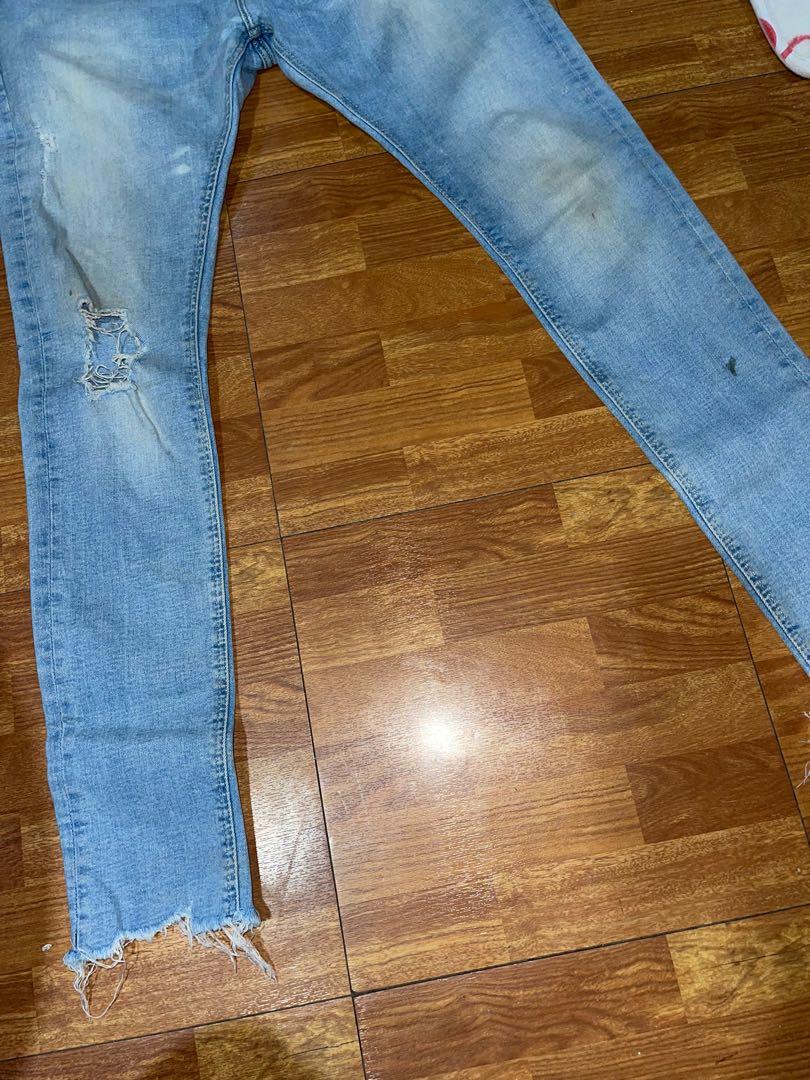 Celana Bershka denim Ripped jeans Super Skinny Fit 38 30, Fesyen