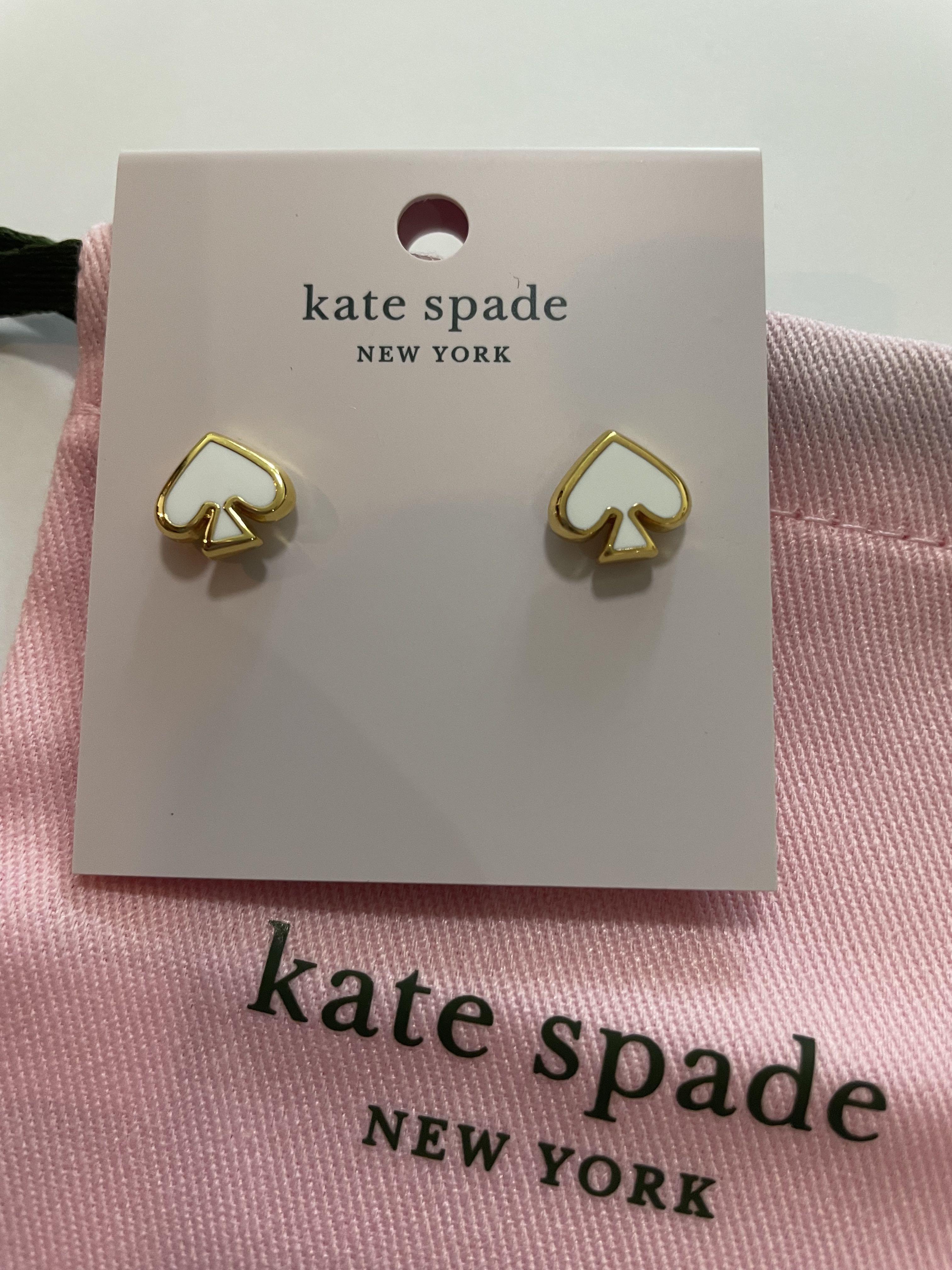 BN Kate Spade Everyday Spade Enamel Studs White