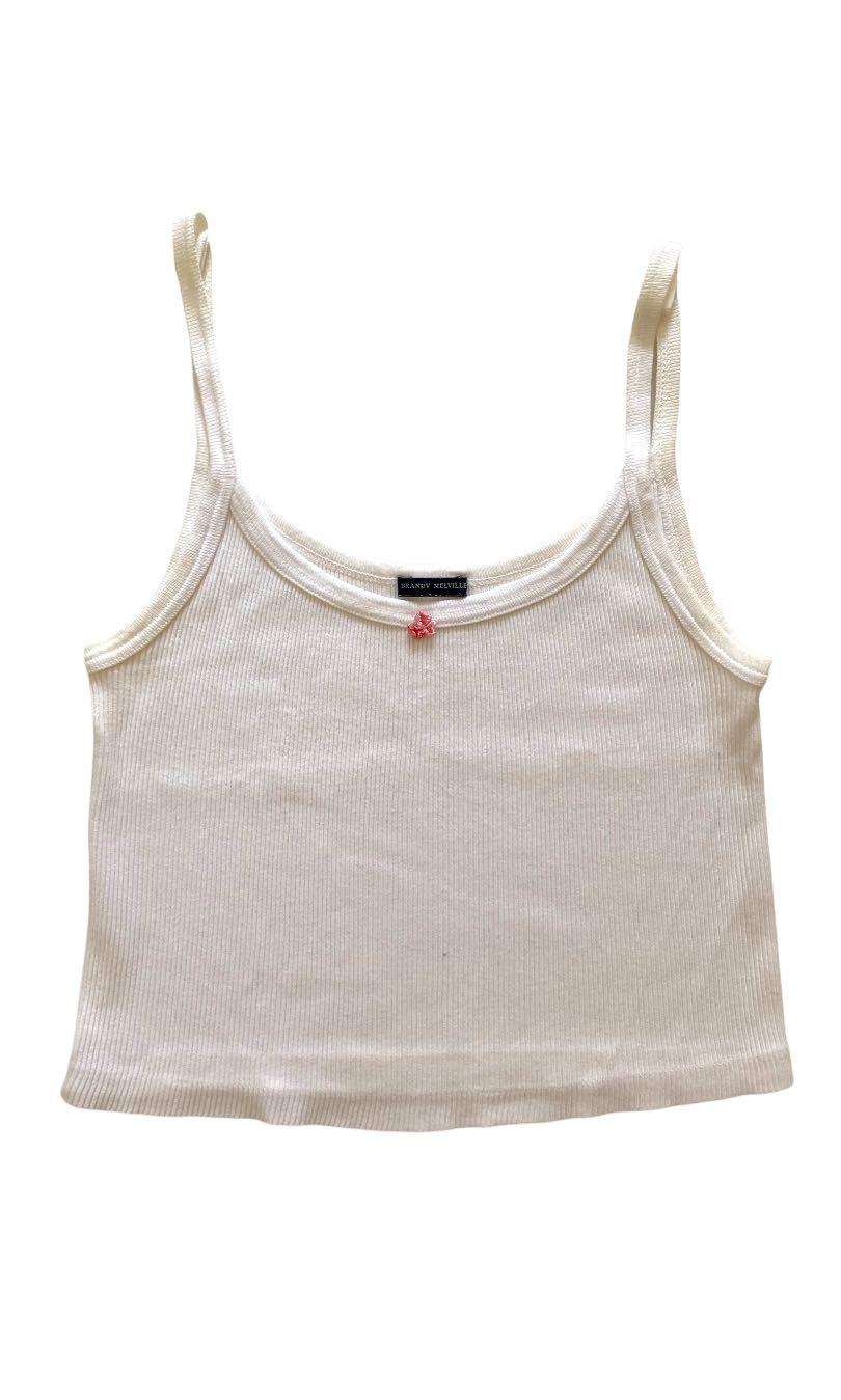 brandy melville white ribbed top, Women's Fashion, Tops
