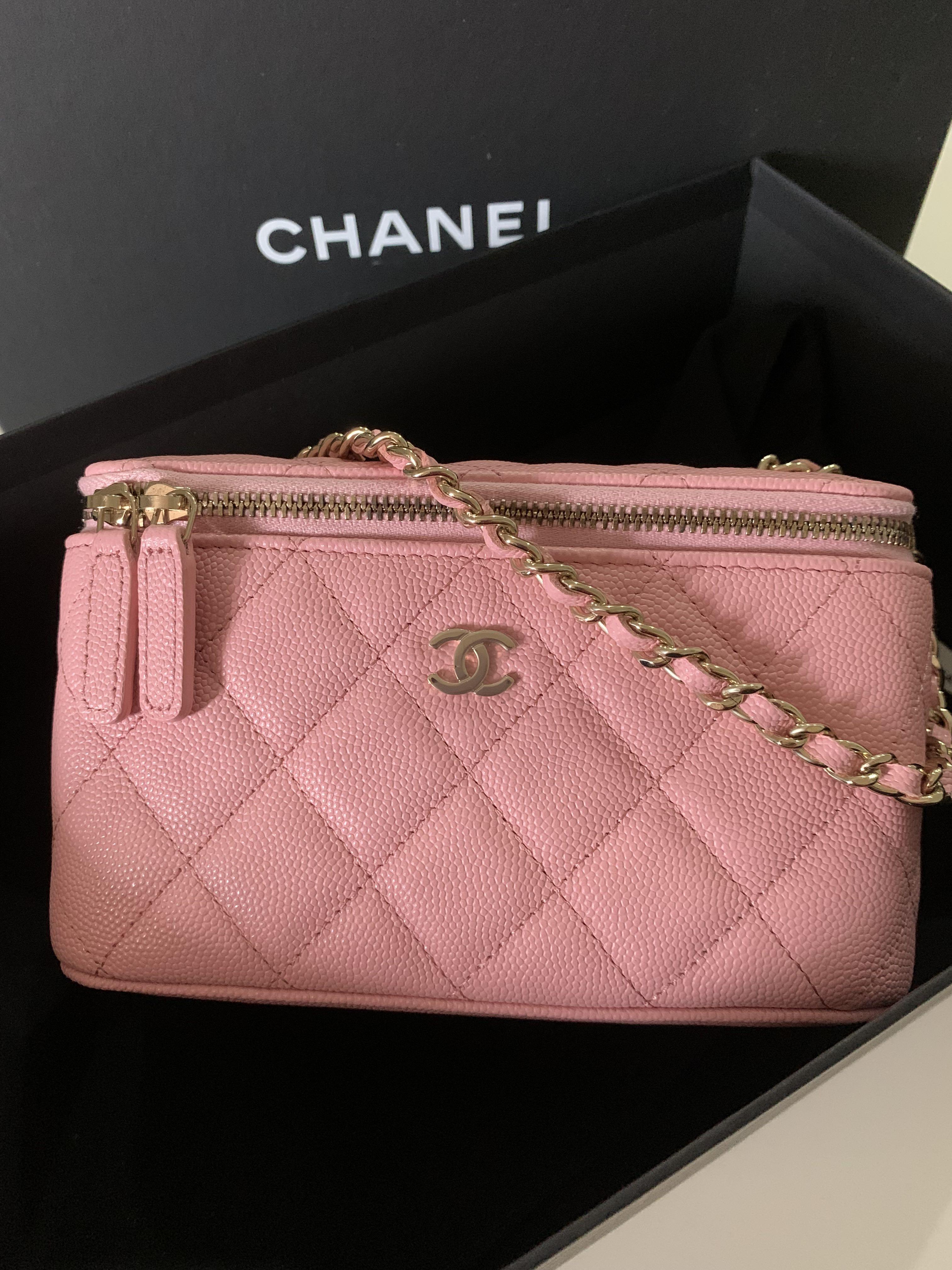 Chanel 22C Mini Round Purse Vanity Caviar Light Pink LGHW