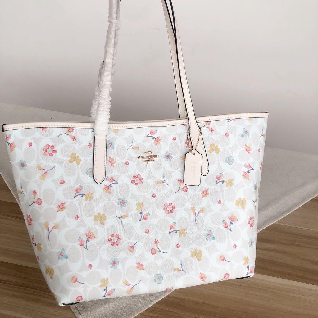 Authentic Coach Satchel In Signature Canvas With Mystical Floral