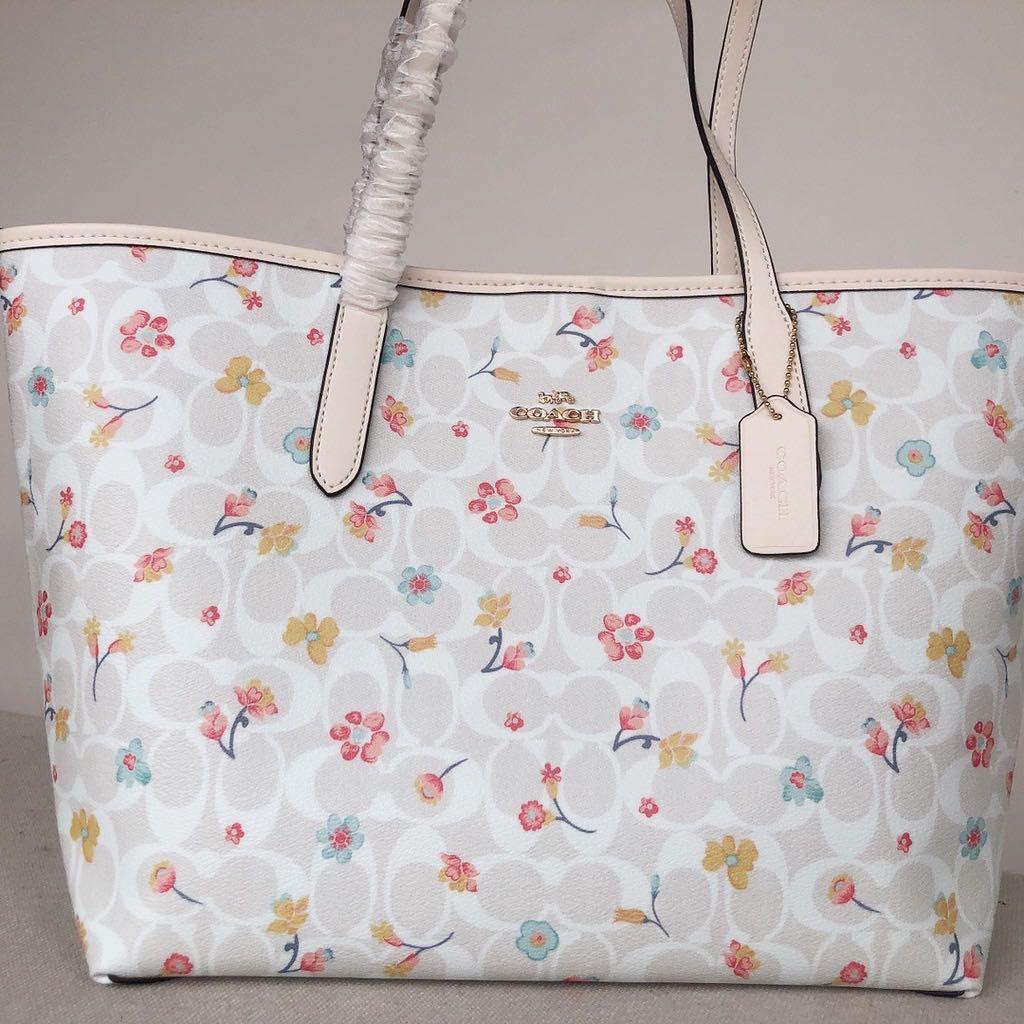 Coach City Tote Bag in Signature Canvas with Mystical Floral Print 