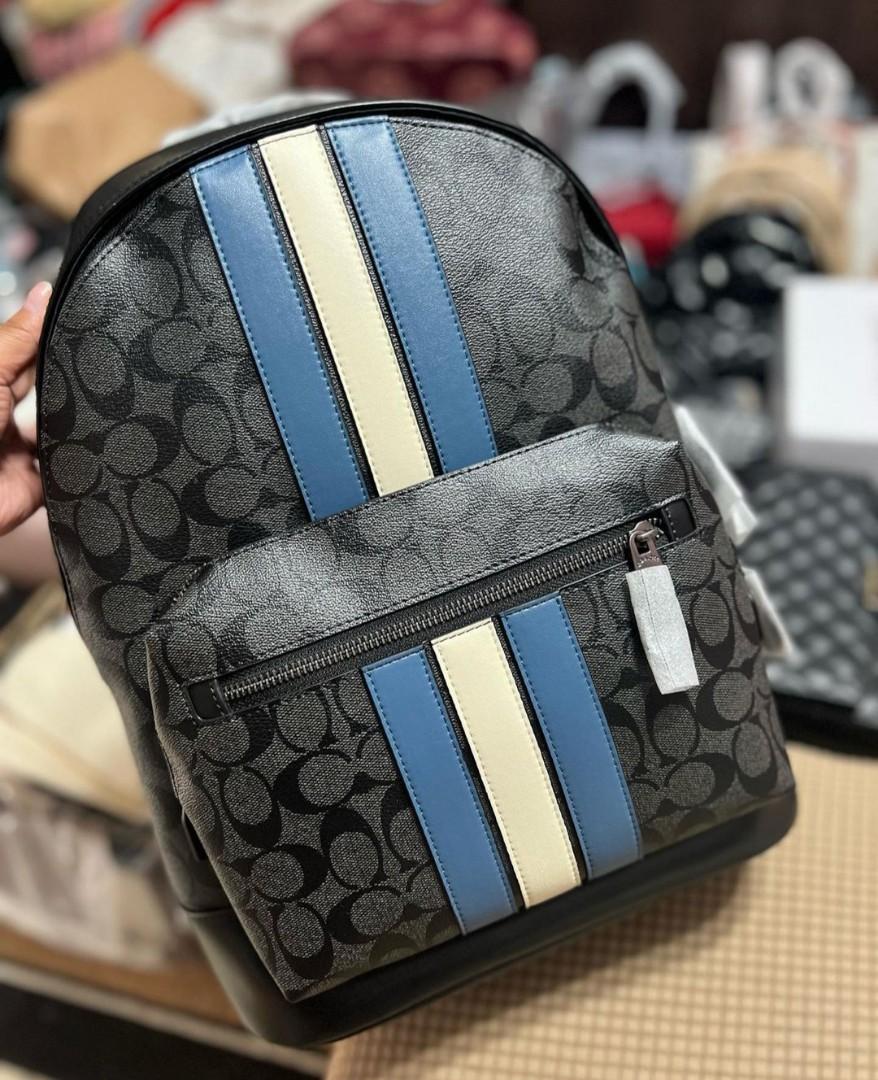 Coach Houston Backpack in Signature Canvas with Stripes, Men's Fashion, Bags, Backpacks on Carousell