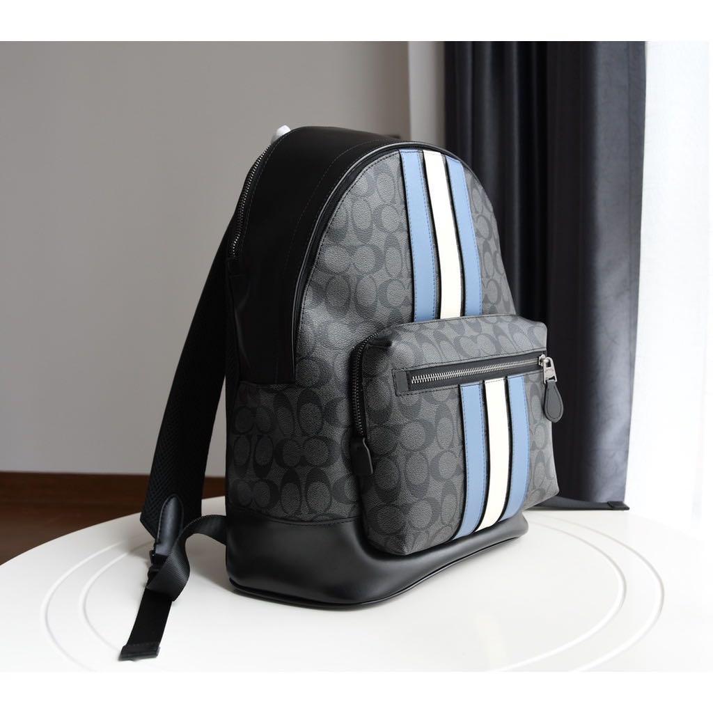 Coach West Backpack in Signature Canvas with Varsity Stripes, Men's