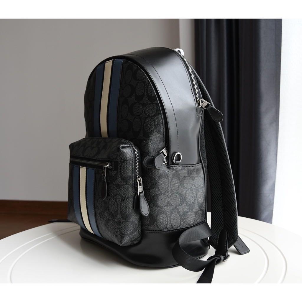 Coach West Backpack in Signature Canvas with Varsity Stripes