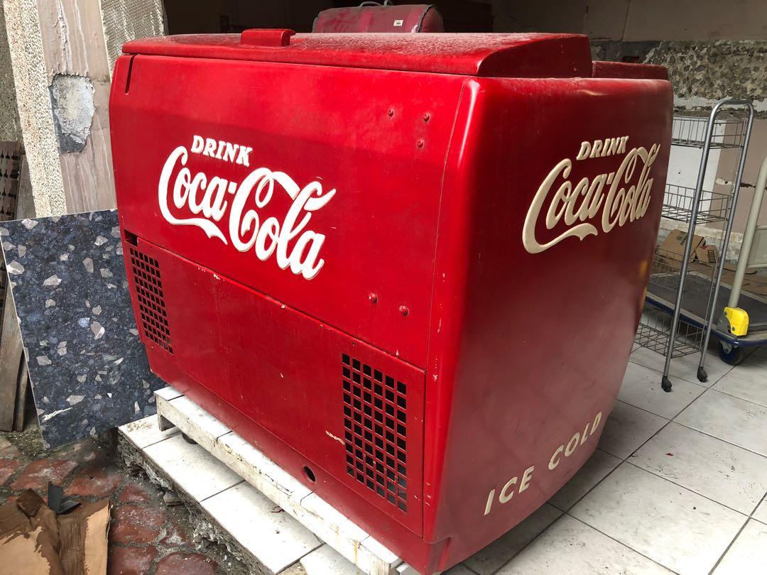 Coca-Cola Coke Cooler (Category: Refrigerators and Freezers) located in San Juan City. Submitted by ethannate (Listing ID 1157559977, Image 2). Description: Vintage Coca-Cola Coke Cooler 1. Large Size Cooler (120k) - exterior has been restored Height 35” inches Length & Width 28” x 44” inches 2. Wide Picnic Airline Cooler (50k) Height 13.5” w/ stainless handle 14.5” inches Length & Width 18” x 6.75” inches 3. Stool Seat Stoarge Tin Can Bin (12k) 