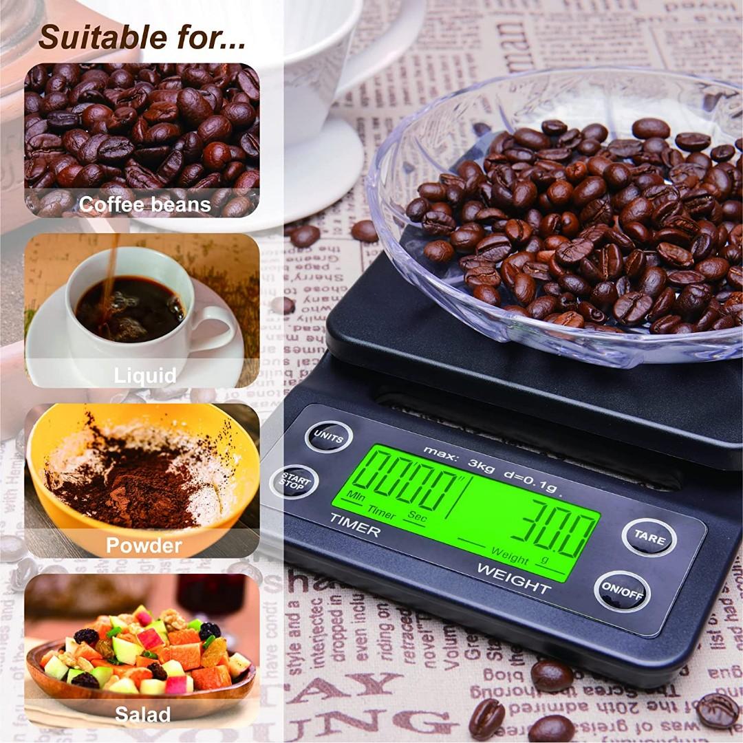 bemece Digital Coffee Scale, Rechargeable Espresso Scale Coffee Scale with  Timer, High Precision 0.1g/3kg Kitchen Scale for Food, Drip Espresso Pour
