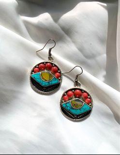 Evil eye earrings 🧿 handmade in Nepal, eyes, fashion jewellery, fashion earrings, daisy earrings, moon earrings, round earrings, cool earrings, natural stones jewellery