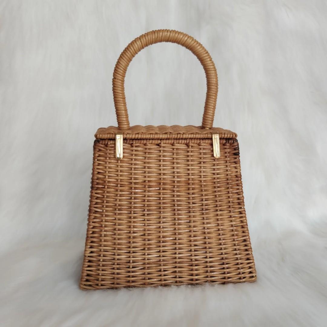 Ferragamo Top Handle Wicker Rattan Kelly Bag Women s Fashion
