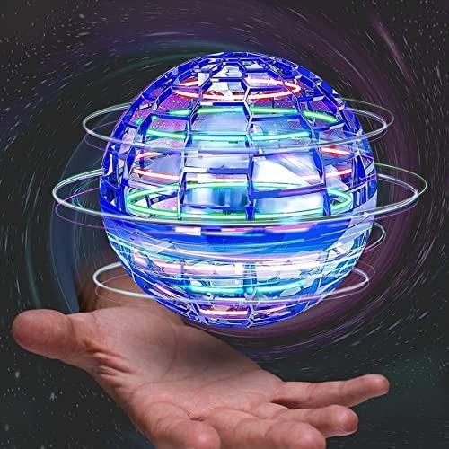 Flying Ball Toys,Magic Flying Orb Ball Flying Spinner with Rotating LED Lights 2021 Upgraded Rechargeable Mini Drone Flying Toys for Kids Adults Indoor Outdoor Drones Toy Gifts Boys Girls Blue 