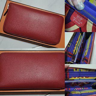 GOOD CONDITION HERMES BOUGAINVILLEA /BLUE ELECTRIQUE SILK IN WALLET