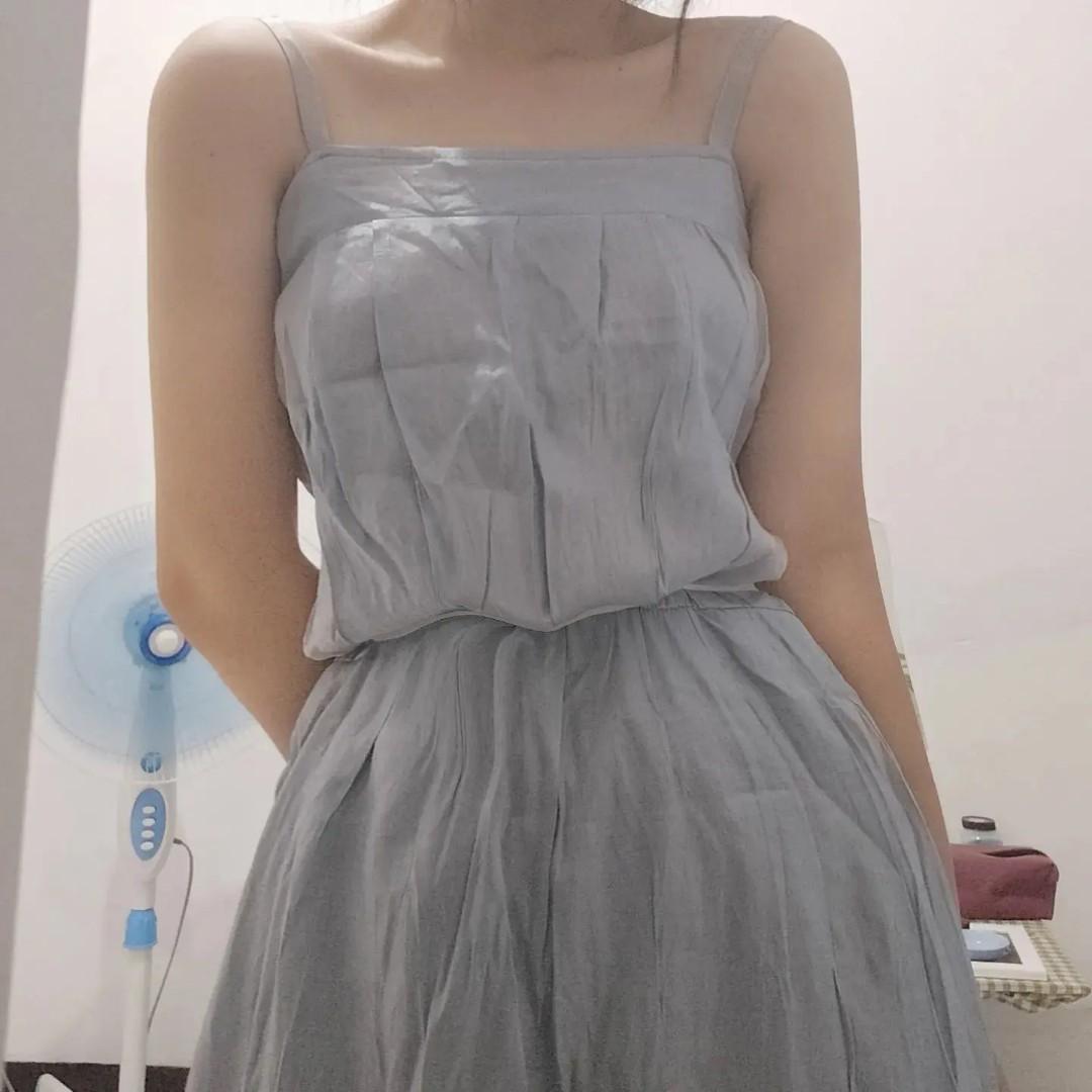 Grey party dress, Fesyen Wanita 