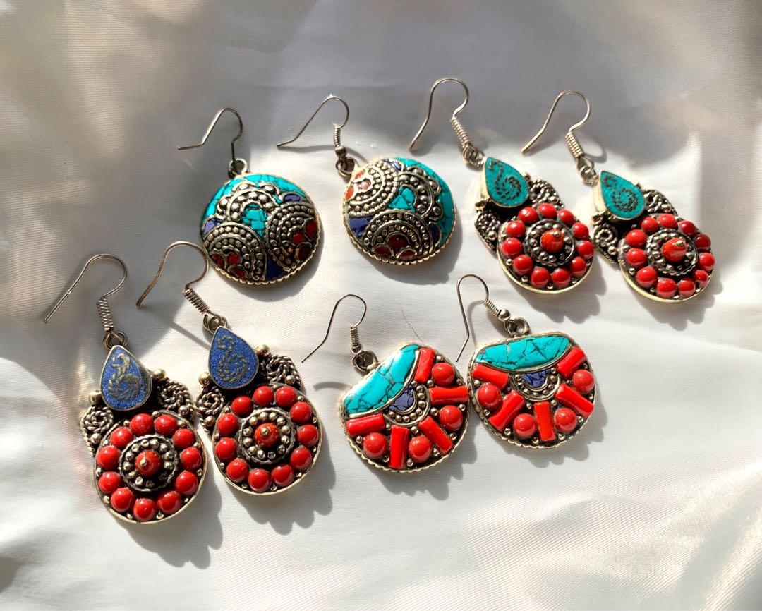 Very Unique earrings deepavali diwali colourful earrings Half moon earrings Ethnic earrings Coral Earrings Red earrings red jewellery