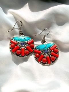 Very Unique earrings, deepavali, diwali, colourful earrings, Half moon earrings, Ethnic earrings, Coral Earrings, Red earrings, red jewellery, statement earrings, colourful, floral