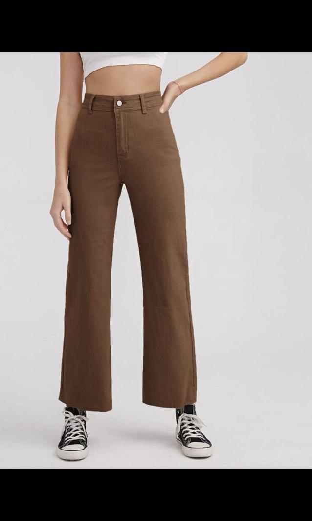 brown straight leg jeans