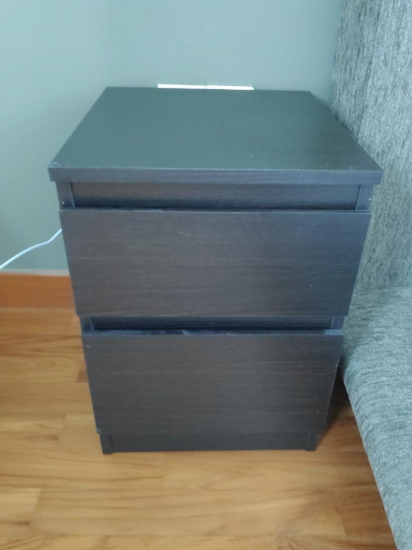 IKEA kullen chest of 2 drawers brown black colour, Furniture & Home Living, Furniture, Shelves