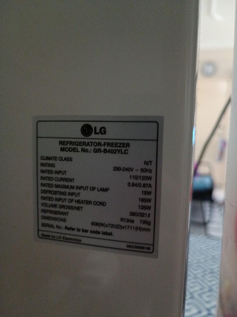 LG Refrigerator (Peti ais LG) Model No GRB402YLC [Need repairs/As