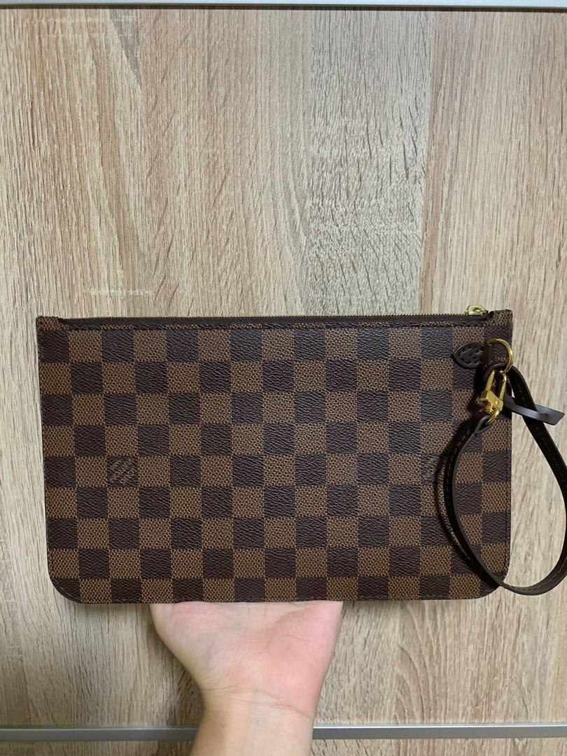 LV pouch wristlet damier ebene red neverfull Women s Fashion