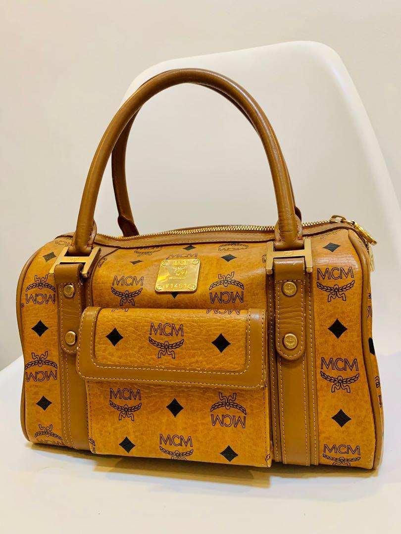 Mcm Cognac Boston Bag