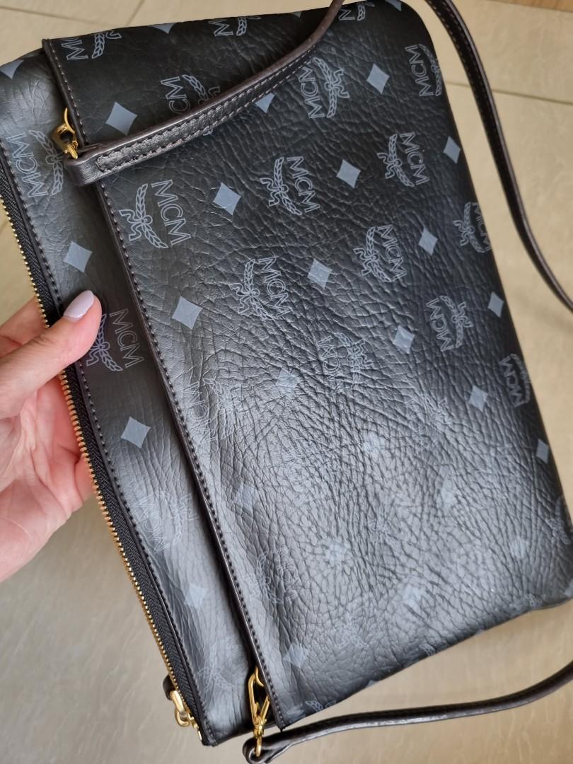 Mcm medium logo discount crossbody pouch bag