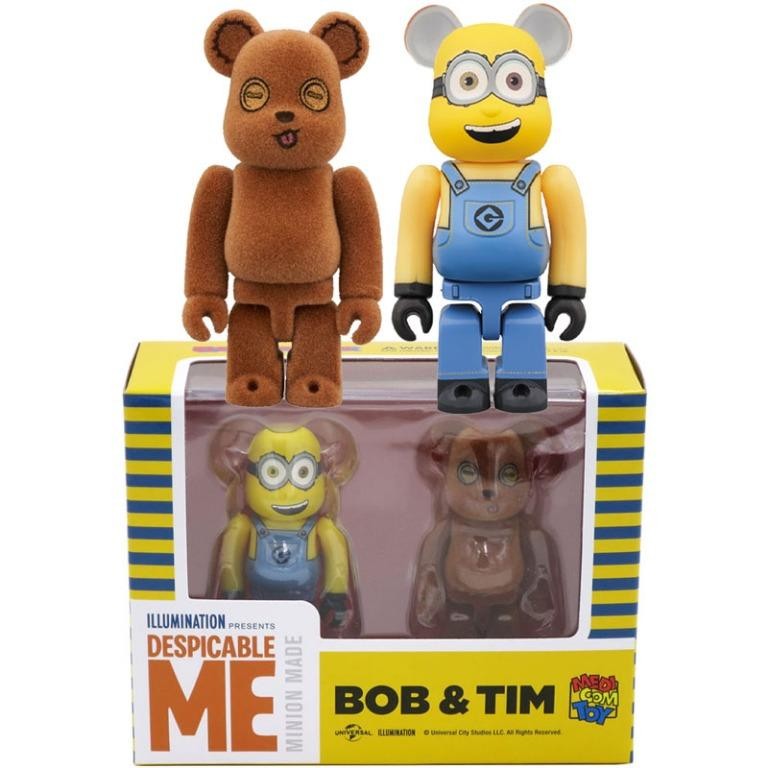 Details about   Tim and Bob Minion 2-Pack 100% Bearbrick by Medicom Toy 