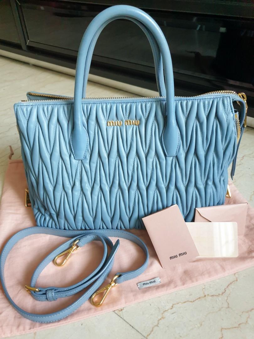 Miu Miu Pervinca Matelasse Leather Tote