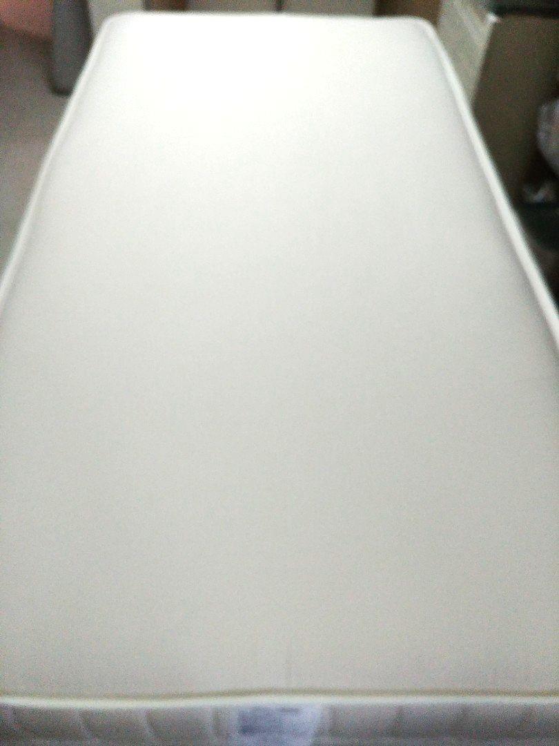 MUJI pocketed coil spring single mattress with Muji metal bed frame Oak