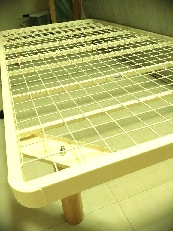 MUJI pocketed coil spring single mattress with Muji metal bed frame Oak