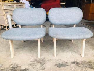 Nitori Single 2pcs 
L 24" x W 24" x H 15 1/2 ( 28 )

All wood frame and legs
Fabric seat 
In good condition