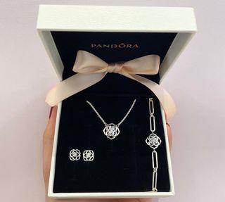 ✨on sale✨ pandora authentic flower petals bracelet necklace earrings set