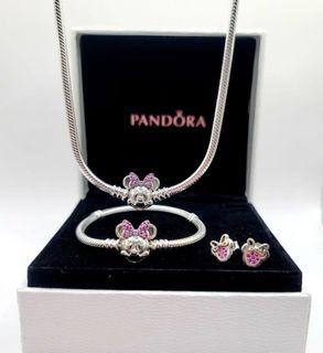 Pandora minnie mouse set of jewelry (necklace, earrings, pendant, and bracelet)