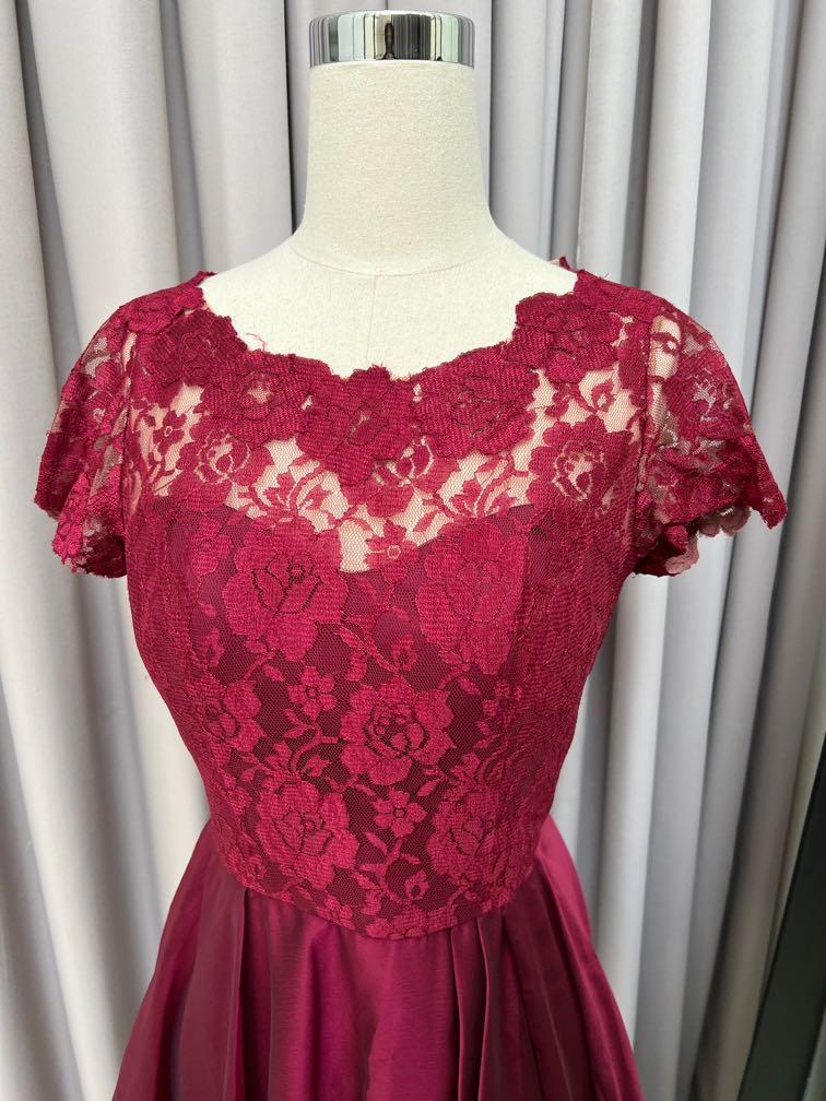 Party dress maroon size xs, Fesyen 