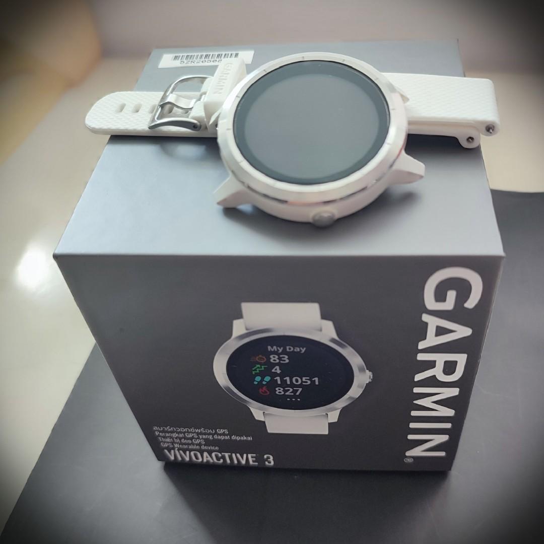 Perfect Working Condition White Garmin Vivoactive 3 With Warranty non music Mobile Phones Gadgets Wearables Smart Watches on Carousell