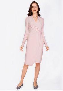 Pink Long Sleeved Wrap Dress