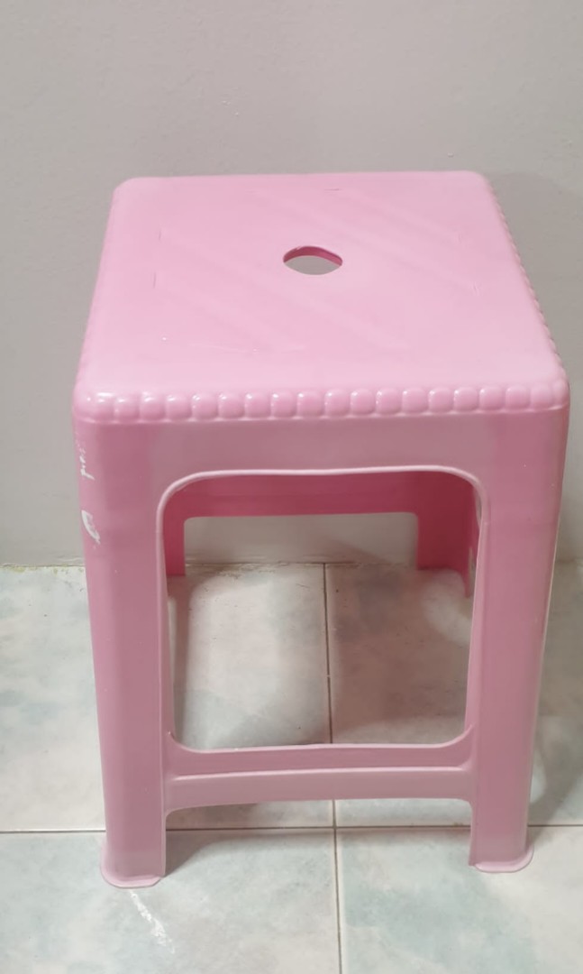 Plastic chairs/ stool (pink and light pink), Furniture & Home Living