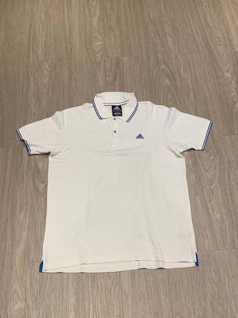 Polo shirt ADIDAS putih size M, Fesyen 