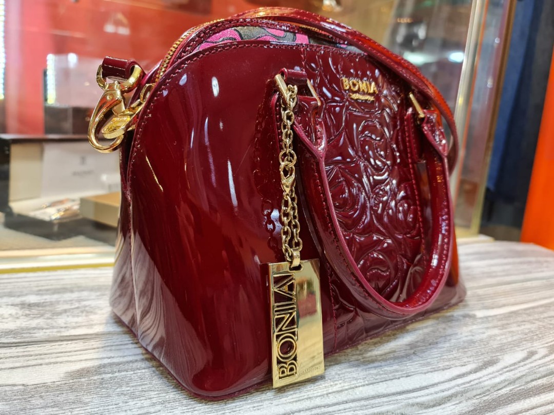 Preowned BONIA Special Edition Handbag Burgundy Red
