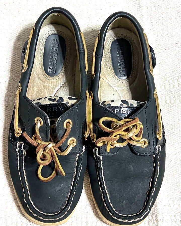 sperry leopard loafers