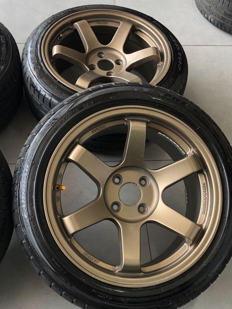 Sport Rim TE37 Concave 16x8.25JJ PCD100, Auto Accessories on Carousell